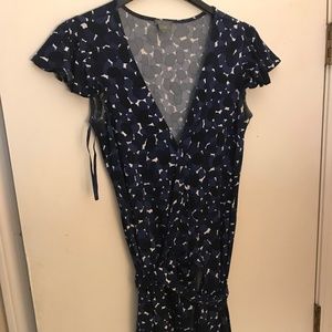 Blue, white patterned Ann Taylor wrap dress, sz 4